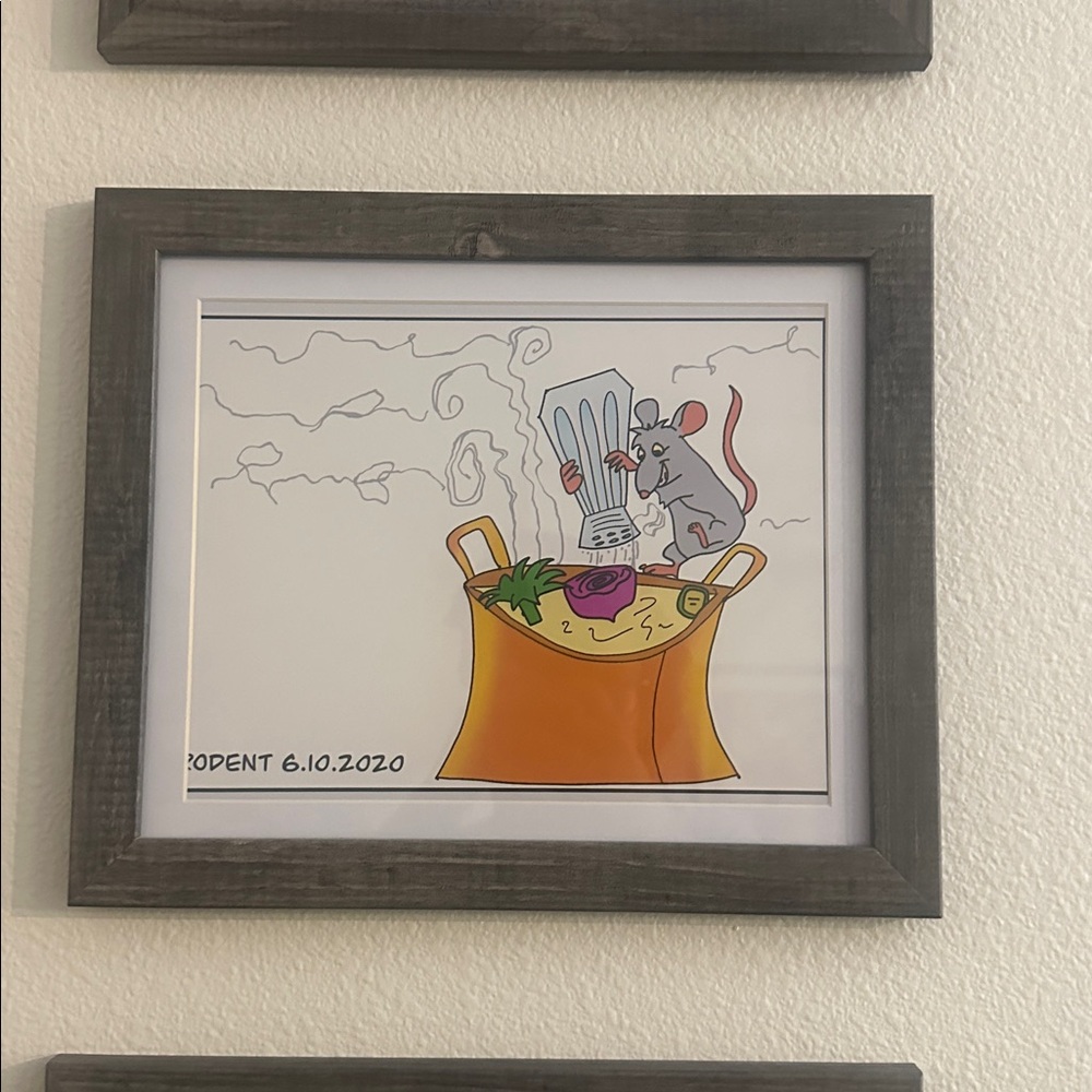 Framed Cartoon Art with Chef Mouse